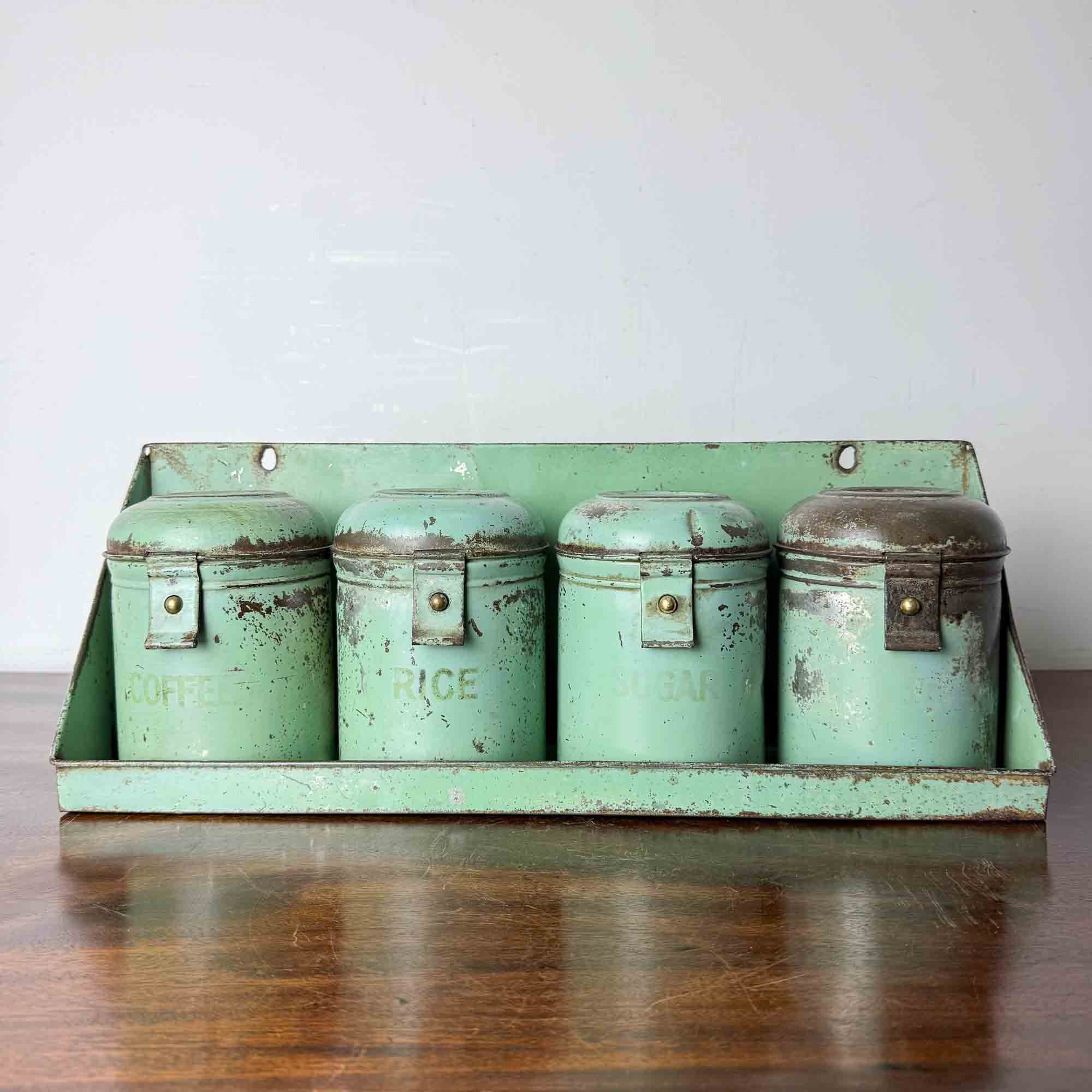 Vintage Kitchen Jar Shelf Griffith 1950s Milk Glass Spice Jars W